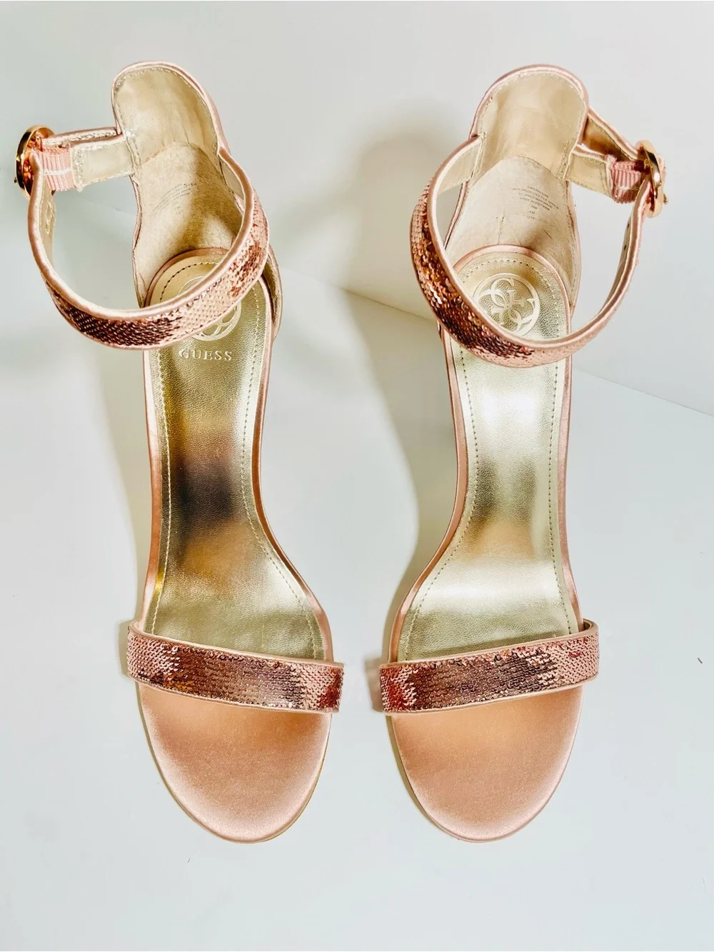 GUESS Pink Sequin Sandal Heels